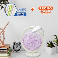 Pack4 Refrescador Funcional Recargable con Luz de Mesa 3 Velocidades Lila Y+Papel Regalo